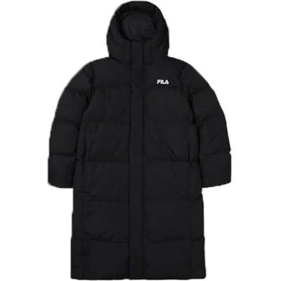FILA Fleece Loose Fit Rits Letterprint Groot Logo Capuchon Donsjack Unisex Bovenkleding Zwart FS2DJF4104X-BLK XL black