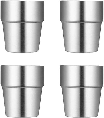 4 Stapelbare Roestvrijstalen Koffiebekers - 150 ml - Ideaal voor Reizen en Kamperen