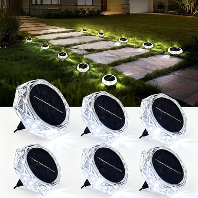 8 Solar Grondspots - Buitenverlichting LED - Tuinpad Verlichten - Automatisch Aan - 9x9x10 cm - Koud Wit