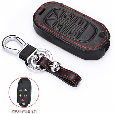 Étui de protection en cuir pour clé de voiture Volvo XC90, S80, XC70, S60, V70, C30, C70, S40 (5 boutons). gray