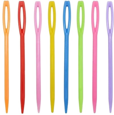 Fako Bijoux - Universele Naalden Set - Stopnaalden - Wol Naalden - Borduur Hobby Naalden - Textiel Leer & Naai Naalden Set - Verschillende Kleuren Naalden - Regenboog Kleuren - Plastic Naalden - 25 Stuks