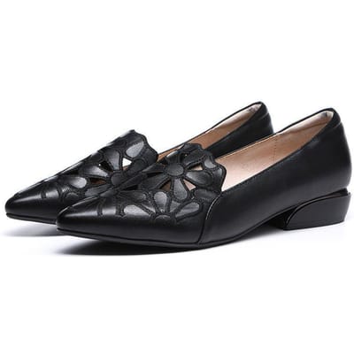 Casual Schoenen met Middelhoge Hak voor Dames Hakken Bruiloft Uitgesneden Zwarte Vierkante Hak Formele Schoenen Werk Dame 35 zwart
