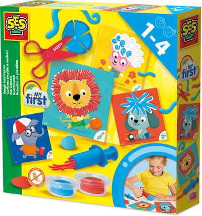 SES Creative - My First – Dieren Klei Kapsels maken – Kapsels maken op Dierenkaarten - Inclusief tools om klei haren te maken - Kappersset - 1 tot 4 jaar