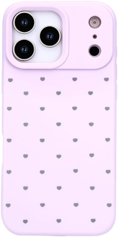 Hoesje Geschikt voor Apple iPhone 17 Pro - Paars - Casemania Stevige Siliconen Back Cover met Hartjes Print