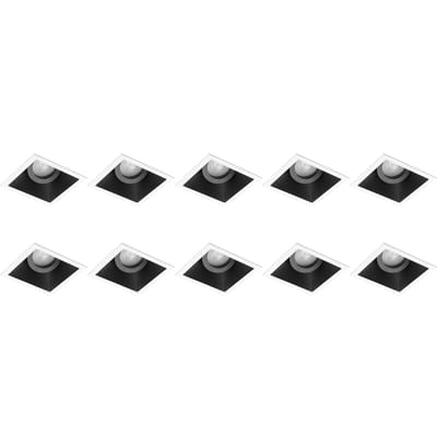 Spot Armatuur 10 Pack - Pragmi Zano Pro - GU10 Inbouwspot - Vierkant - Zwart/Wit - Aluminium - Kantelbaar - 93mm