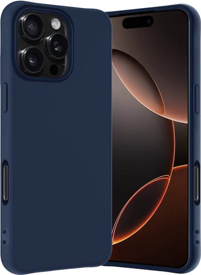 Hoes - Geschikt voor Apple iPhone 16 Pro - Sterk & Shockproof - Hoesje Cover - Siliconen Case - Donkerblauw