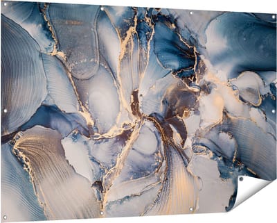 Gards Tuinposter Abstracte Luxe Kunst - Zwart met Goud - 150x100 cm - Tuindoek - Tuindecoratie - Wanddecoratie buiten - Tuinschilderij