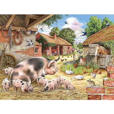 Peinture diamant thème cochon d'animal de ferme, broderie complète 5D, mosaïque ronde, point de croix, à faire soi-même 20X30CM beige