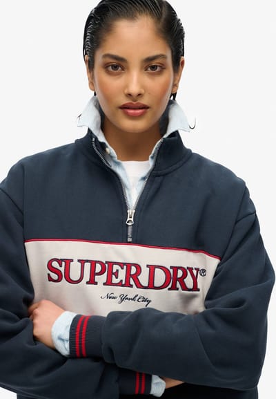 Superdry - Country Club sweatshirt met halve rits en losse pasvorm - Dames - Truien