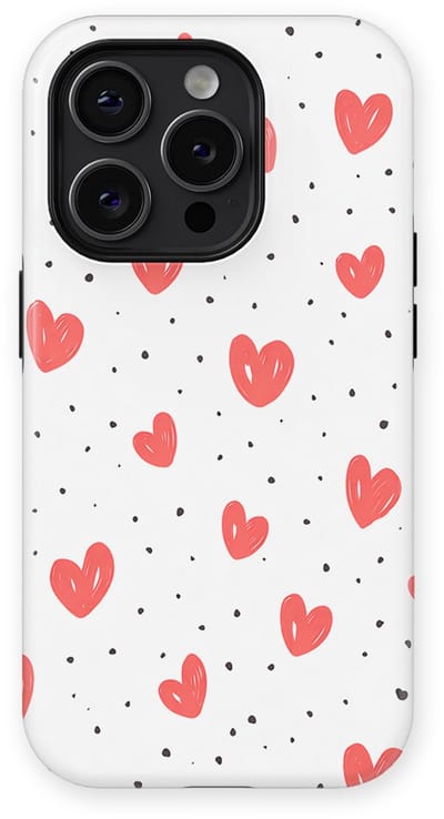 Tough Hoesje met Hartjes geschikt voor iPhone 14 Pro | Little Love Tough Case Geschikt voor Mag | Hartjes Print Backcover geschikt voor iPhone 14 Pro Cherry Hearts