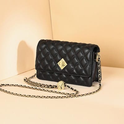 Nieuwe Niche Design Crossbody Tas Echt Leer Mode Veelzijdig Ketting Trendy Gouden Bal Vierkante Tas beige