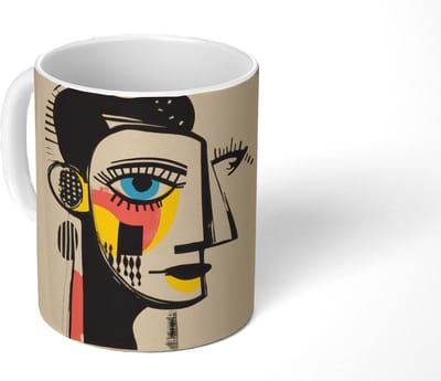 Mok - Koffiemok - Geometrisch - Felle kleuren - Kubistische stijl - Mokken - 350 ML - Beker - Koffiemokken - Theemok