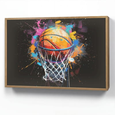 Wandlamp 90x60 cm - Oplaadbaar - Graffiti - Sport - Basketbal - Basket - Wandlampen binnen woonkamer - Slaapkamer lamp - Decoratieve nachtlamp - Vloerlamp draadloos