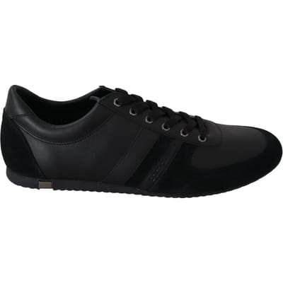 Dolce & Gabbana Mannen Zwart Logo Leer Casual Sneakers Schoenen