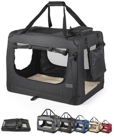 Opvouwbare Hondentransportbox voor Reizen met Deken - Stevige Draagbox 90x61x65 cm - Tot 22 kg - Duurzame Stoffen Hondenbox Zwart