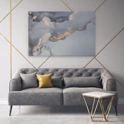 Artaza Canvas Schilderij Abstract - 120x80 cm - Groot - Wanddecoratie Marmer Goud - Muurdecoratie Woonkamer - Schilderijen Op Canvas