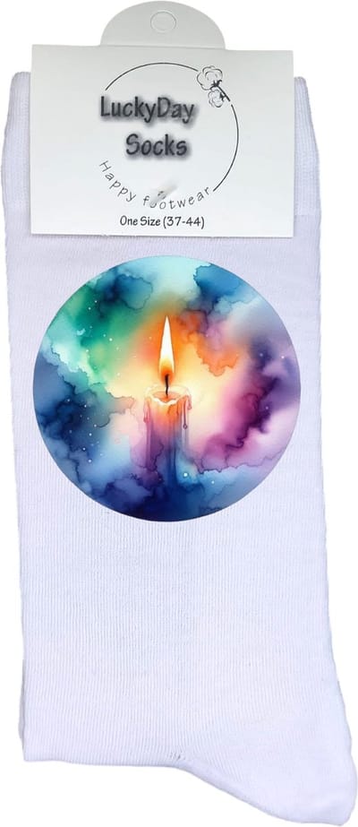 Kaars - Opkikker - Grappige sokken - Valentijns cadeau - Verjaardag cadeau - Grappig - Leuke sokken - Vrolijke sokken - Multi color - Kerst Sokken - Vaderdag - Moederdag - Kerstcadeau - Socks die Happy maken - 37-44