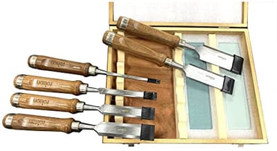 Houten Beitel en Steen Set met Walnoot Handvat - 8 Stuks