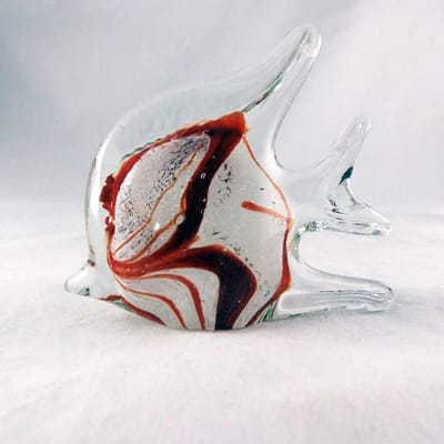 AL - Maanvis - Glas - Rood/Wit - 12 cmL x 10 cmH