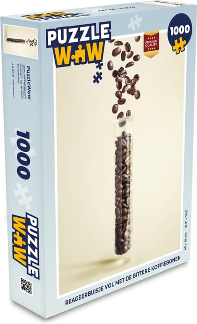 Puzzel Reageerbuisje vol met de bittere koffiebonen - Legpuzzel - Puzzel 1000 stukjes volwassenen