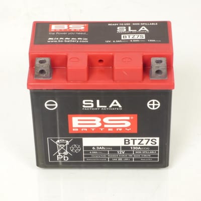 Batterie SLA BS Battery pour Moto Honda 125 Ca Rebel 1995 à 2000 YTZ7S / 12V 6.3Ah Neuf