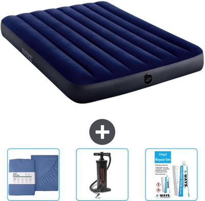 Intex Luchtbed - Twijfelaar - 137 x 191 x 25 cm - Blauw - Inclusief Hoeslaken - Pomp en Reparatieset