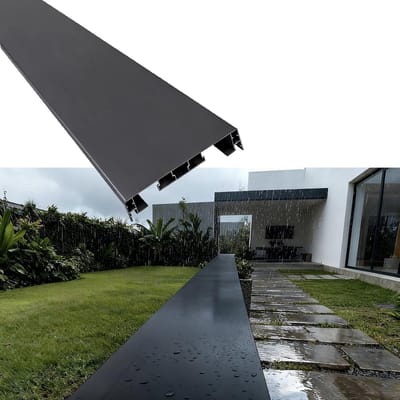 Metalen Afdekplaat - Terrasmuroverdekking - Muurafwerking Buiten - Geïntegreerde LED Sleuf - 131-305mm Breed - Zwart