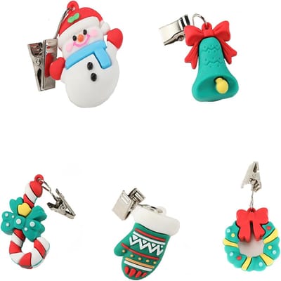 Peysaitr - Kerst Tafelklemmen – Windvaste Tafelklemmen – Schattige Decoratieve Tafelklemmen – Zacht rubber & RVS – Voor Binnen & Buiten – 5 stuks