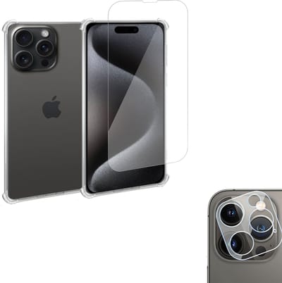 Geschikt voor iPhone 15 Shockproof Hoesje + Screenprotector + Camera Beschermglas – Proteqt+