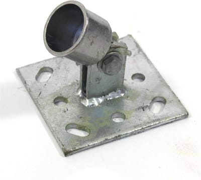 Schoorplaat Hekpaal - Paalhouder Bevestiging - Stevig Plaatsen - Zonder Beton - 34 mm - Zilverkleurig