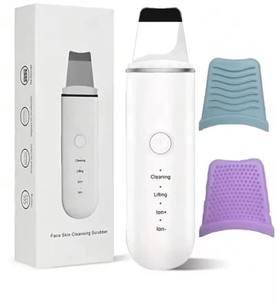 Ynkkvre -Ultrasone Gezichtsreiniger – 4-in-1 Skin Scrubber – Zwarte Punt Verwijderaar – Oplaadbaar – Voor Diepe Reiniging en Serumabsorptie-Wit
