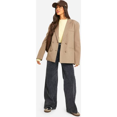boohoo Dames Dubbelgeknoopte Relaxed Fit Op Maat Gemaakte Blazer | Taupe | Maat: 6