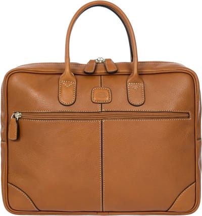 BRIC'S Leren Laptoptas Afzonderlijke gevallen met laptopvak Life Briefcase Leather Bruine