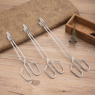 Een Lange Houtskool Klem Tang Voor Huishoudelijke Barbecue Kool Klem Voor Buiten Barbecue Vis Klem Voor Voedsel Frituur Klem Voor Barbecue Gereedschap beige