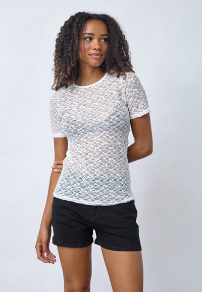 SISTERS POINT Gimas-ss - Dames t-shirt - Cream - Maat XL