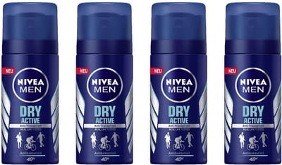 Nivea® | 4 x 35 ml Deodorant Men Dry Active | mini flacon | reisformaat | anti transpirant