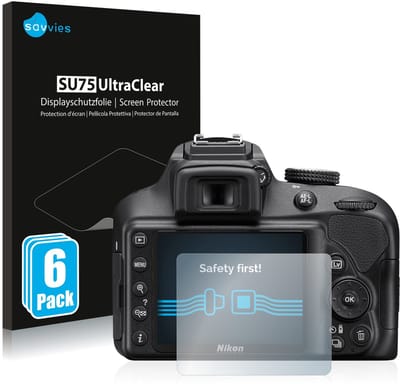 Savvies - Screenprotector voor Nikon D3400 - Folie Beschermfolie transparant 6 Stuks