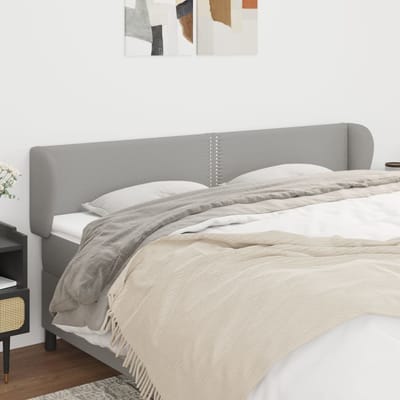 vidaXL - Hoofdbord - met - randen - 203x23x78/88 - cm - stof - lichtgrijs