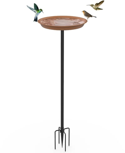 Dailygoods- Vogelbad Roestbestendig - Staand - Voederplaats - Drinkbak - Tuinaccessoire - Diameter 30 cm - Hoogte 90 cm - Vogeldrinkbak