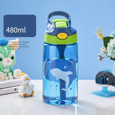 Drinkrietje voor kinderen Speciale anti-val waterfles voor school in de zomer Draagbare waterbeker 480ml