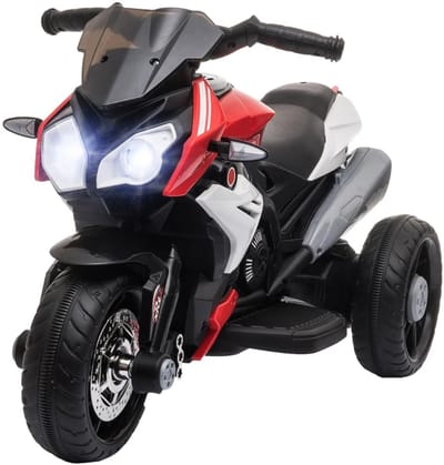 Elektrische Kindermotor - Kinderauto - 6V Accu - tot 3 km/u - Kinderen 3-5 jaar - Oplaadbaar - met Licht & Geluid - Elektrische Accuvoertuigen - Zwart/Rood