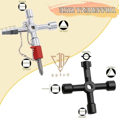 Set van 2 Vierkante Sleutels, 4-Weg Universele Sleutel, Multifunctionele Gereedschap voor Water, Flowmeter en Liften