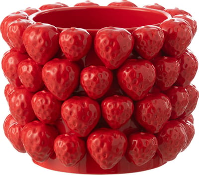 J-Line bloempot Aardbeien - keramiek - rood - large - Ø 25 cm