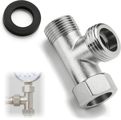 3-weg ventiel 1/2" voor wc, inversieventiel met 3/8" zijtanden en slangaansluiting voor toiletten, ideaal voor waterspoeltank (1 stuk)