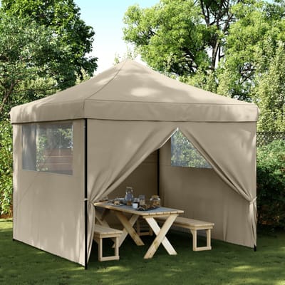 vidaXL - Partytent - inklapbaar - pop-up - met - 4 - zijwanden - taupe