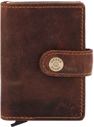 GREENBURRY Leren kaarthoes Vintage Cardholder Brown bruine