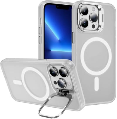 Hoesje Geschikt voor Apple iPhone 13 Pro Max - Compatibel met MagSafe & Qi2 - Back Cover met Standaard - Camera Kickstand - Transparant