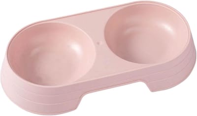 Dubbele Huisdierkommen - Voerbak Waterbak - Gezellig Eten - Verhoogd Anti-slip Design - 23 cm Lengte - Roze