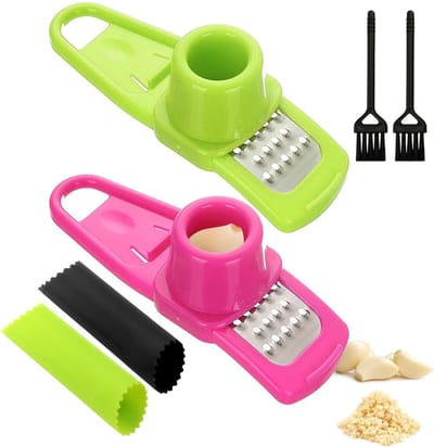 Set van 6 Stukken Knoflookpers, Knoflookrasp, Reinigingsborstel, Knoflooksnijder en Schiller met Siliconen Accessoires