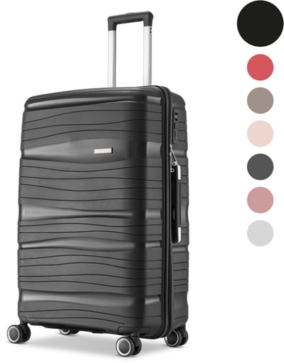 SKYCASES Travel One – 24-inch Medium Reiskoffer – Cijferslot – 41x24x69 cm – 68L – Lichtgewicht, Waterdicht & Duurzaam – Zwart V2